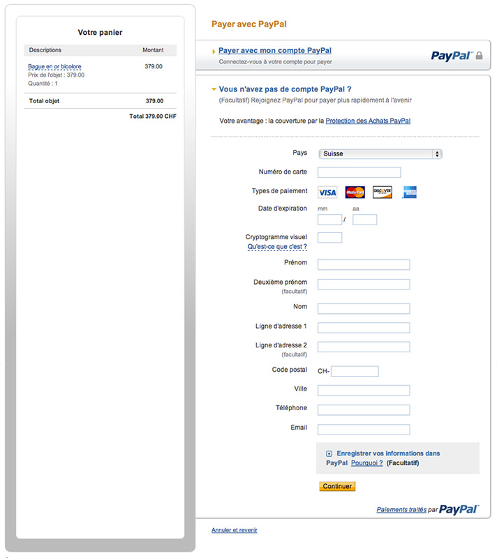Compte Paypal - paiement sur une boutique en ligne