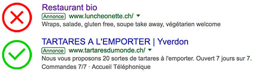 Exemple annonce Adwords